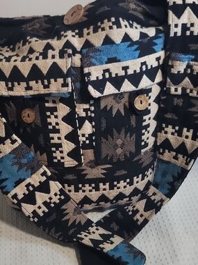 Tribe Azure Handcrafted Canvas Crossbody in Black & Cream
